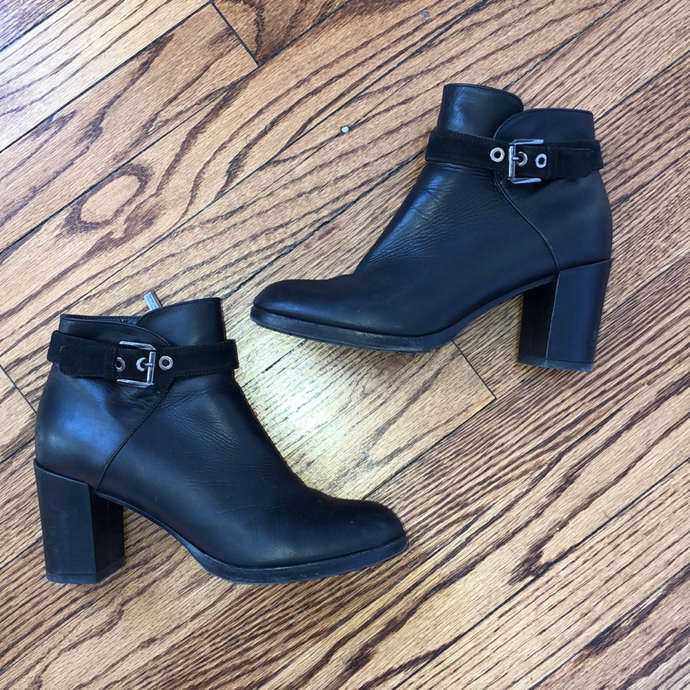 Black leather ankle boots